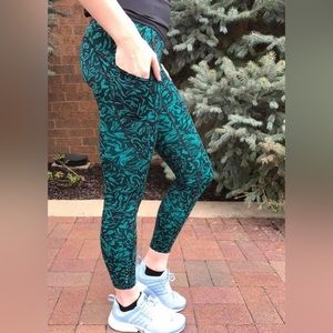 Lululemon Fast Free Legging Green Black Floral 25”